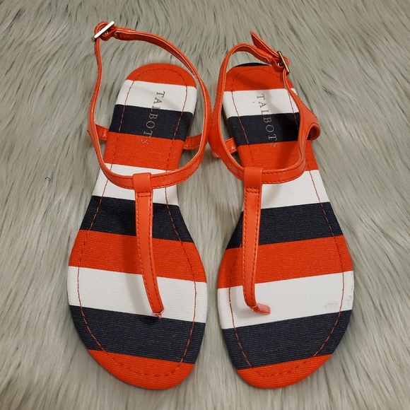 Talbots Clare 4 Hibiscus Stripe Sandal Sz 6 - Picture 1 of 10
